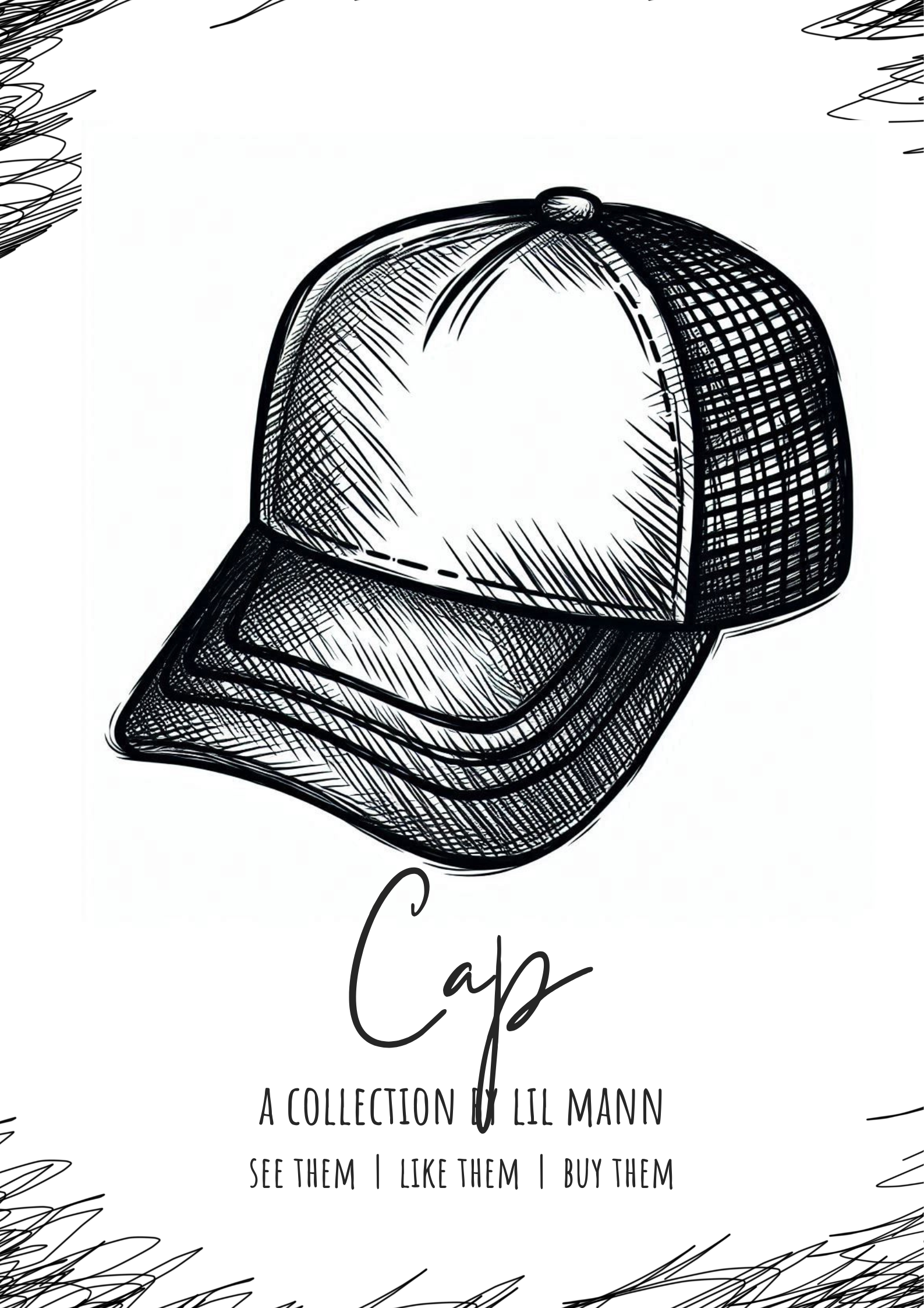 Scribbled image of a trucker's cap